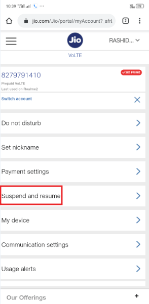 jio sim suspend kaise kare