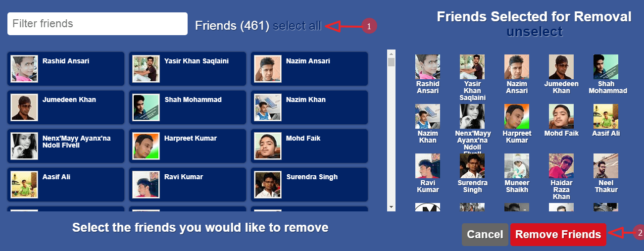 select-all-and-click-remove-friends