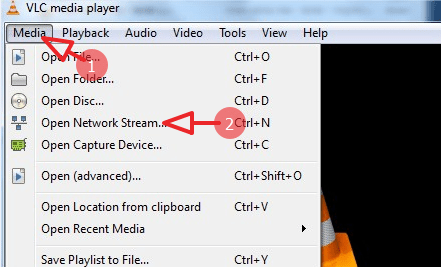 click on media and click network streaming