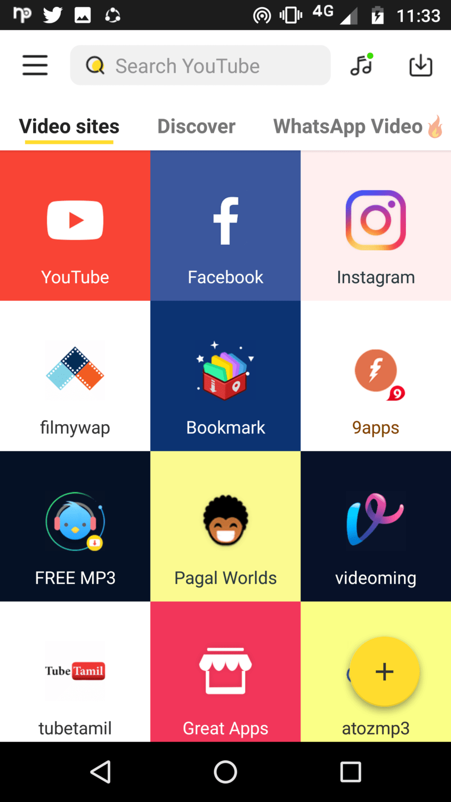 snaptube app homepage