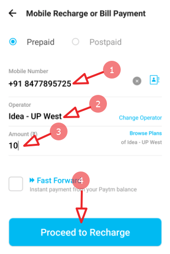 fill your mobile number details