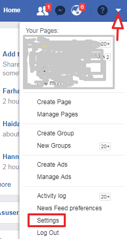 Click on Down Arrow and Choose Setting