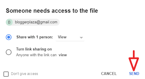 click on send