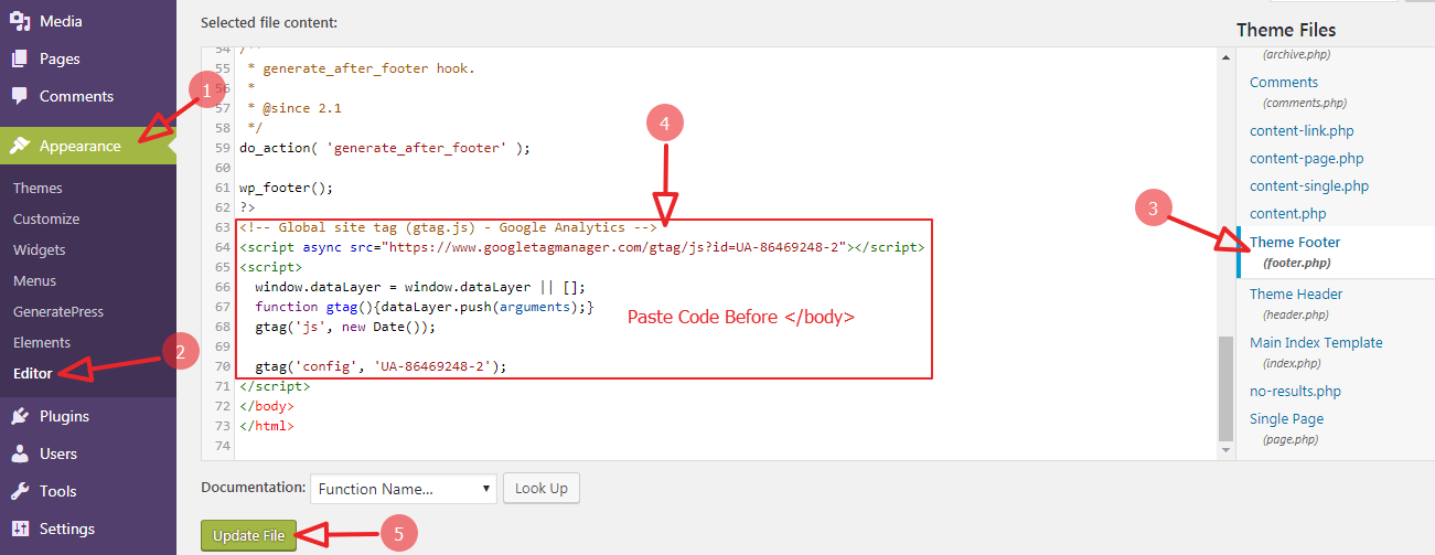 wordpress me code paste kare