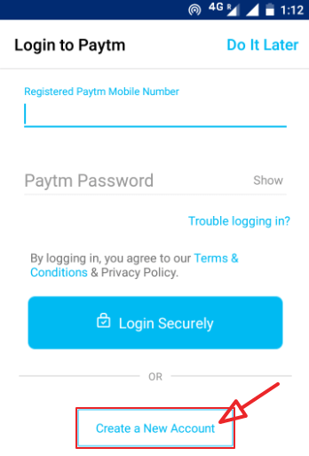 create new paytm account