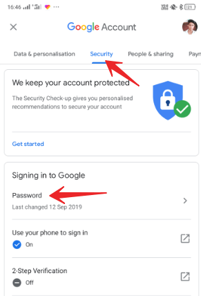 google account ka password kaise change kare