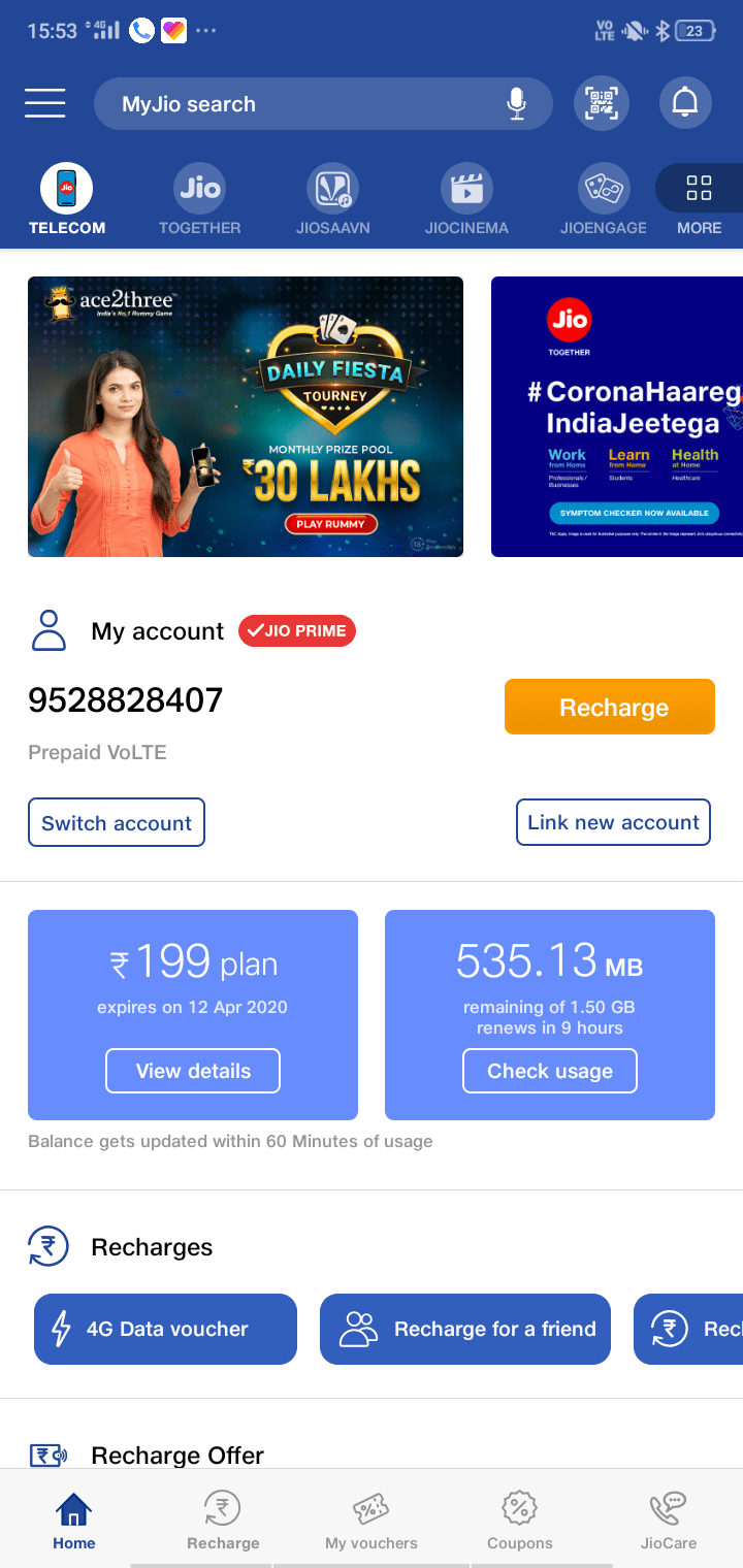 jio sim ka data check kaise kare